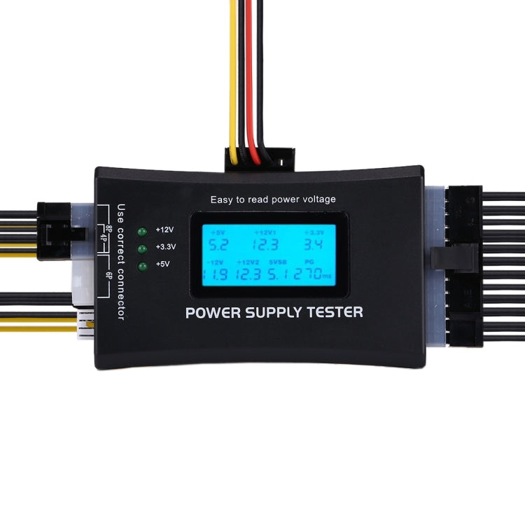 Digital LCD Display PC Computer 20/24 Pin Power Supply Tester Checker Power Measuring Diagnostic Tester Tool(Black) - Power Supply by buy2fix | Online Shopping UK | buy2fix