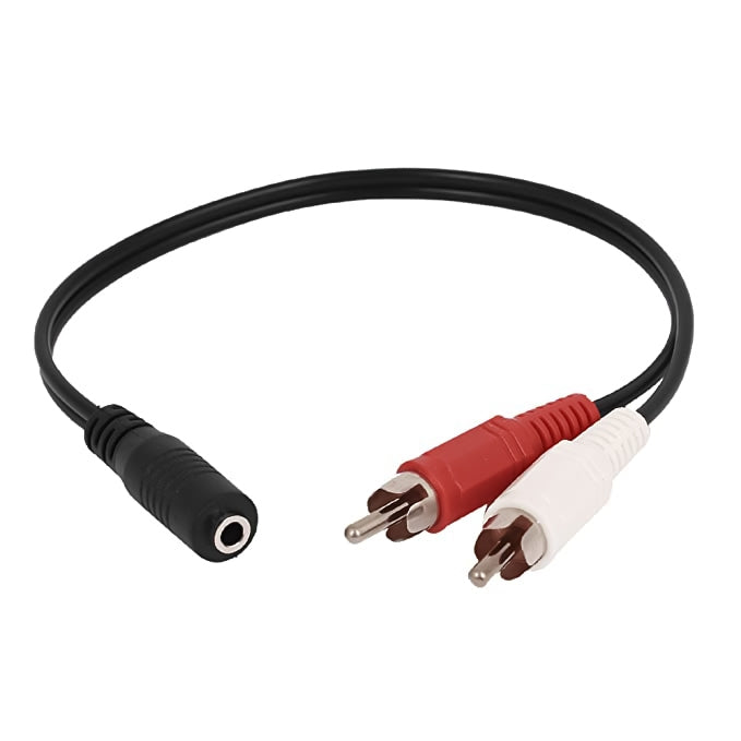 3.5mm female stereo jack to 2 male RCA plugs cable, Length: 38cm - RCA Cable by buy2fix | Online Shopping UK | buy2fix