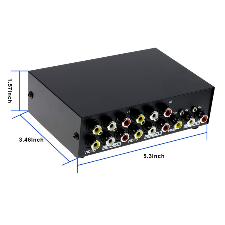 4 Port Input 1 Output Audio Video AV RCA Switch Box - Splitter Adapter by buy2fix | Online Shopping UK | buy2fix