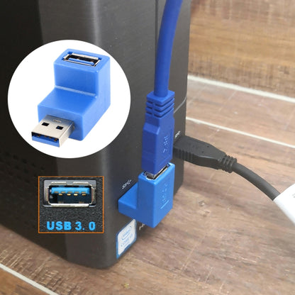 USB 3.0 AM to USB 3.0 AF Cable Adapter with 90 Degree Angle (Blue) - USB 3.0 by buy2fix | Online Shopping UK | buy2fix