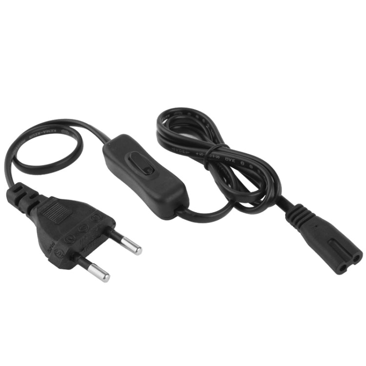 2 Prong Style EU Plug AC Power Cord with 304 Switch, Length: 1.5m(Black) - Power Cord by buy2fix | Online Shopping UK | buy2fix