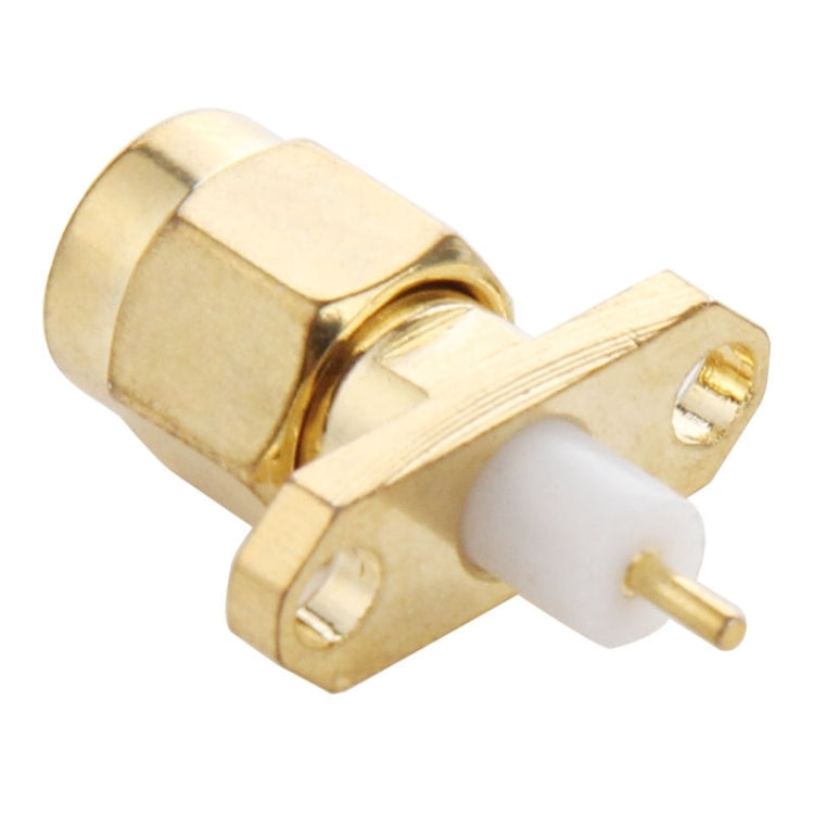 10 PCS Gold Plated SMA Male 2 Holes Panel Mount Short Dielectric Solder Connector Adapter - Connectors by buy2fix | Online Shopping UK | buy2fix