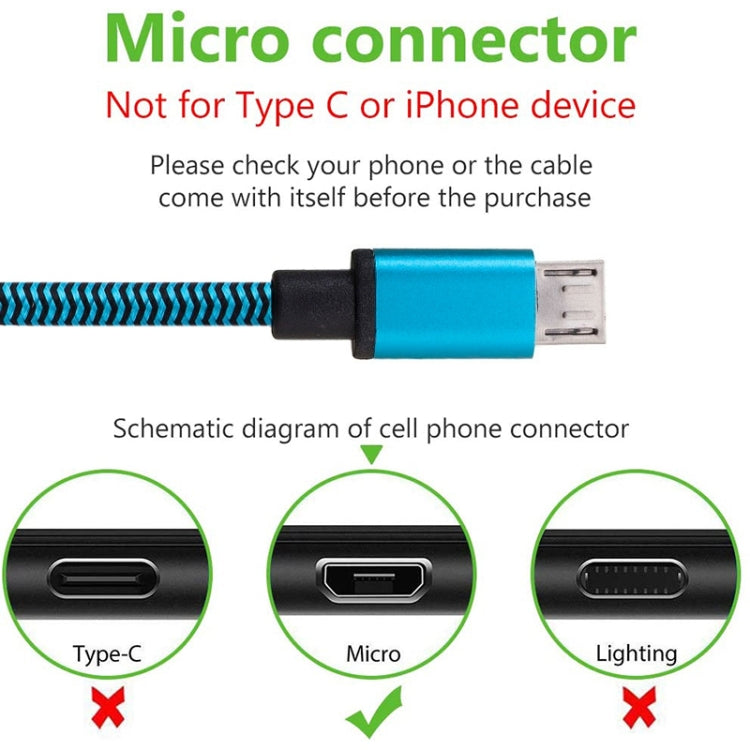 1m Woven Style Micro USB to USB 2.0 Data / Charger Cable, For Samsung, HTC, Sony, Lenovo, Huawei, and other Smartphones(Blue) - Micro USB Cable by buy2fix | Online Shopping UK | buy2fix