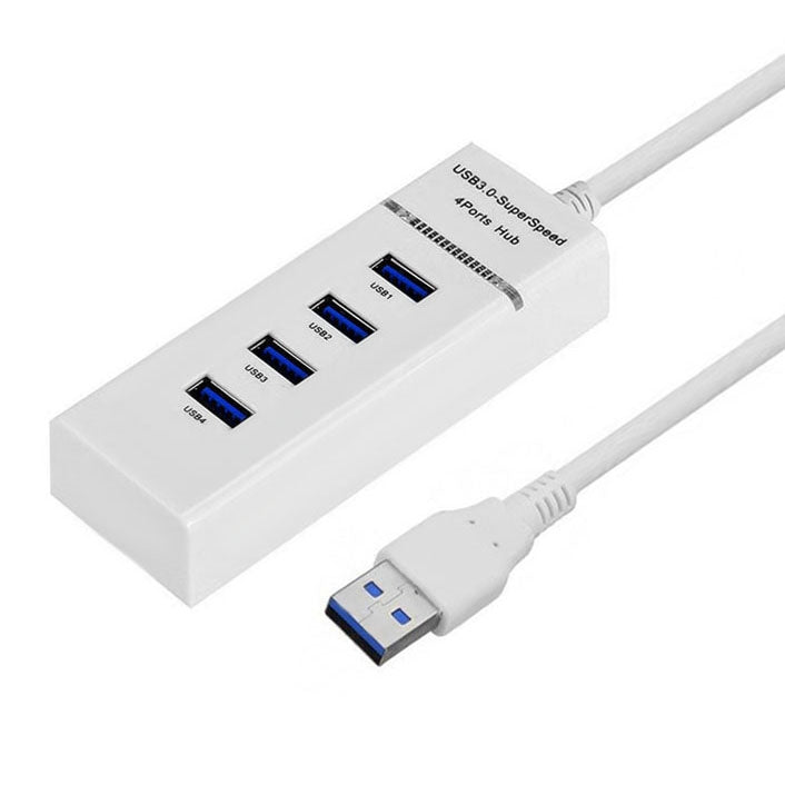 4 Ports USB 3.0 Hub Splitter with LED, Super Speed 5Gbps, BYL-P104(White) - USB 3.0 HUB by buy2fix | Online Shopping UK | buy2fix