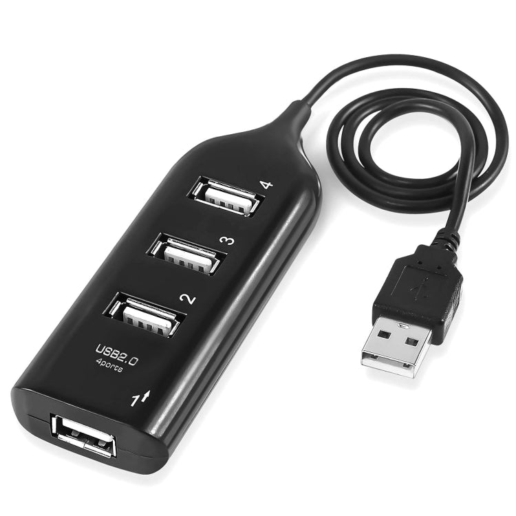 4 Ports USB 2.0 HUB, Cable Length: 30cm(Black) - USB 2.0 HUB by buy2fix | Online Shopping UK | buy2fix