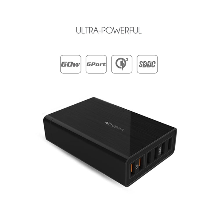 VEDFUN TurboCube D620 Six Ports Quick Charge 3.0 + SDDC Technology USB Charger, EU/US/UK Plug - Apple Accessories by VEDFUN | Online Shopping UK | buy2fix