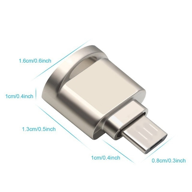 TF Card to USB-C / Type-C Male Aluminum Alloy OTG Adapter with Keychain(Silver) - OTG Adapter by buy2fix | Online Shopping UK | buy2fix