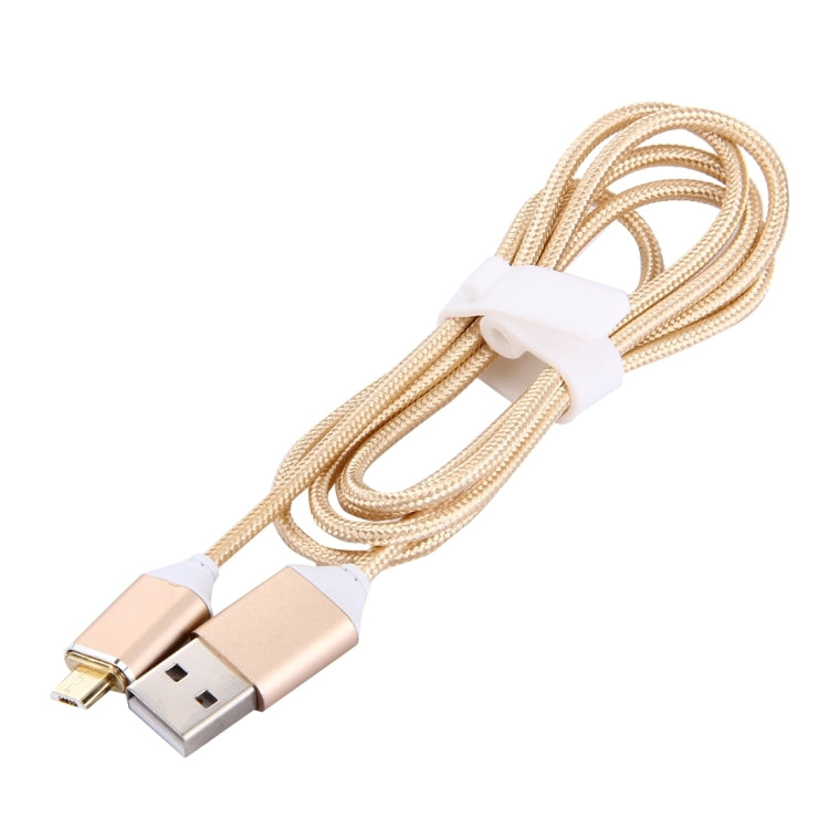 1M Woven Style 2.4A Micro USB to USB Data Sync Charging Cable Intelligent Metal Magnetism Cable, For Samsung, HTC, Sony, Huawei, Xiaomi, Meizu and other Android Devices(Gold) - Mobile Accessories by buy2fix | Online Shopping UK | buy2fix