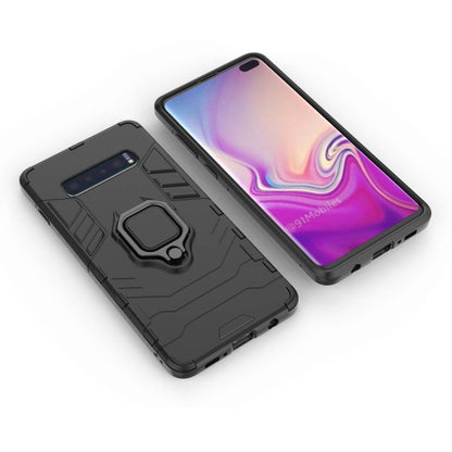 PC + TPU Shockproof Protective Case for Samsung Galaxy S10 Plus, with Magnetic Ring Holder(Black) - Samsung Accessories by buy2fix | Online Shopping UK | buy2fix