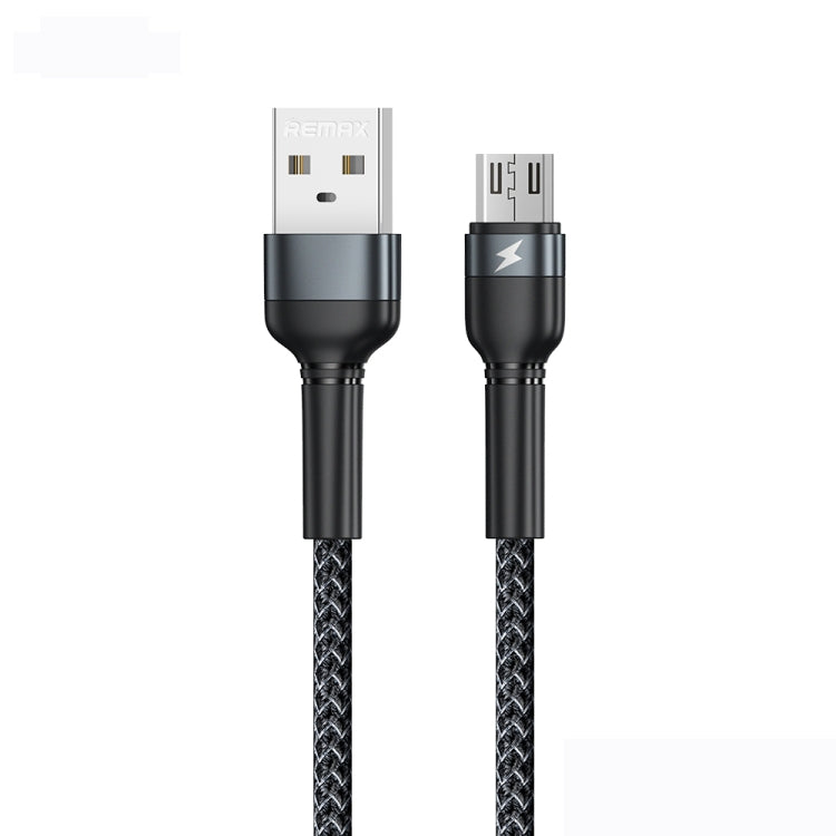 REMAX RC-124m 1m 2.4A USB to Micro USB Aluminum Alloy Braid Fast Charging Data Cable(Black) - Micro USB Cable by REMAX | Online Shopping UK | buy2fix