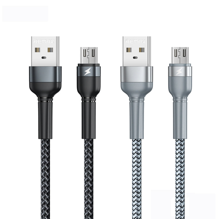 REMAX RC-124m 1m 2.4A USB to Micro USB Aluminum Alloy Braid Fast Charging Data Cable(Black) - Micro USB Cable by REMAX | Online Shopping UK | buy2fix