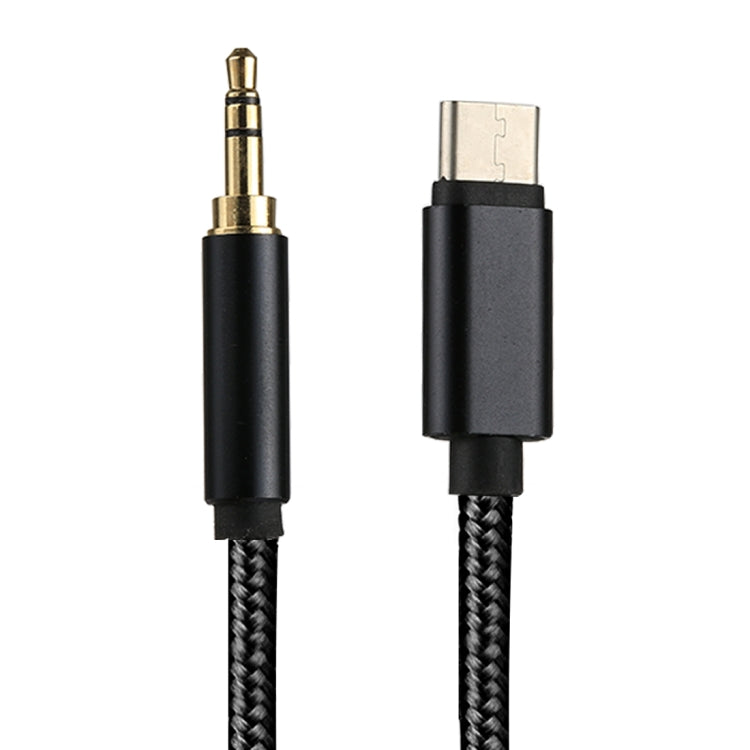 1m Weave Style Type-C Male to 3.5mm Male Audio Cable(Black) - Video & Audio Cable by buy2fix | Online Shopping UK | buy2fix