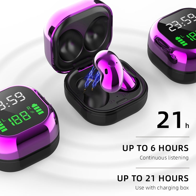 S6 Plus Bluetooth 5.0 TWS Touch Digital Display Mini Clock True Wireless Bluetooth Earphone with Charging Box(Purple) - TWS Earphone by buy2fix | Online Shopping UK | buy2fix