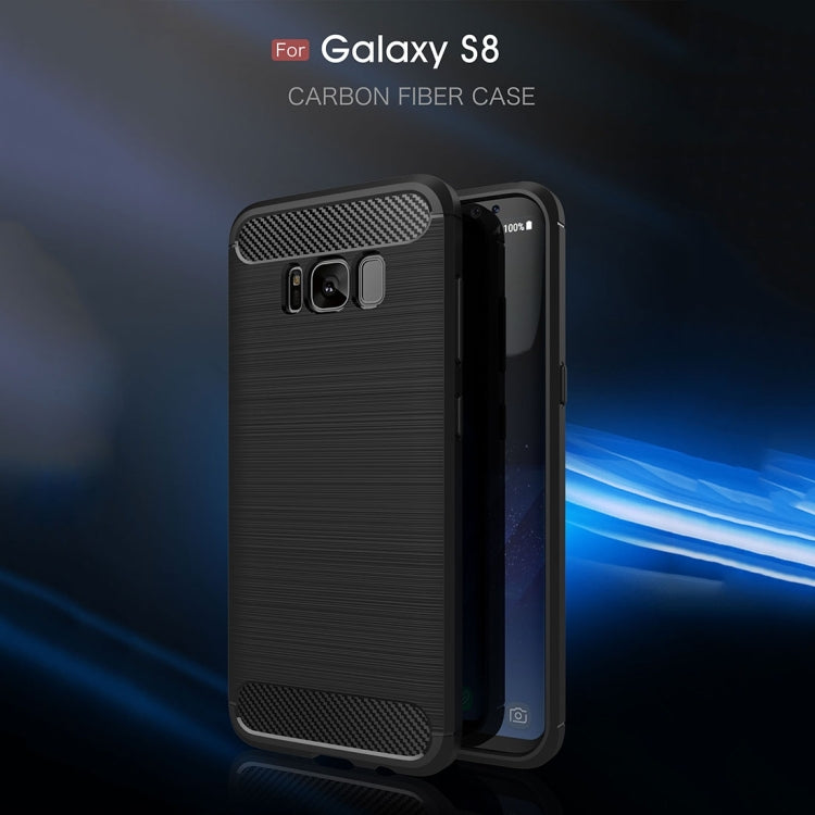 For Galaxy S8 Brushed Carbon Fiber Texture Shockproof TPU Protective Cover Case (Black) - Samsung Accessories by buy2fix | Online Shopping UK | buy2fix