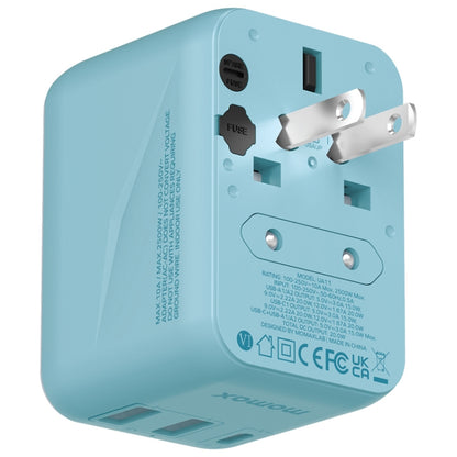 MOMAX UA11 1-World 20W PD Global Travel Fast Charger Power Adapter(Blue) - International Plug Adaptor by MOMAX | Online Shopping UK | buy2fix