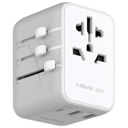 MOMAX UA11 1-World 20W PD Global Travel Fast Charger Power Adapter(White) - Plug Adaptor by MOMAX | Online Shopping UK | buy2fix