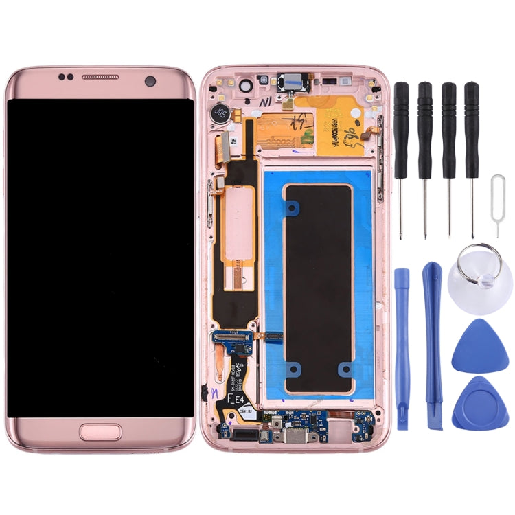 Original LCD Screen and Digitizer Full Assembly with Frame & Charging Port Board & Volume Button & Power Button For Galaxy S7 Edge / G935F(Pink) - Other Galaxy Parts by buy2fix | Online Shopping UK | buy2fix