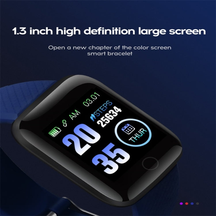 116plus 1.3 inch Color Screen Smart Bracelet IP67 Waterproof, Support Call Reminder/ Heart Rate Monitoring /Blood Pressure Monitoring/ Sleep Monitoring/Excessive Sitting Reminder/Blood Oxygen Monitoring(Blue) - Smart Wear by buy2fix | Online Shopping UK | buy2fix