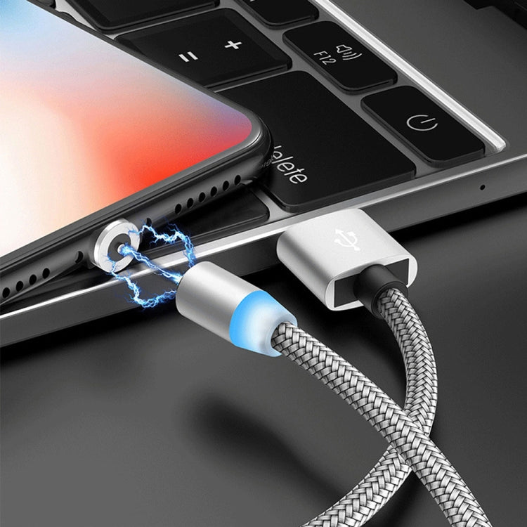 USB to USB-C / Type-C Magnetic Metal Connector Nylon Two-color Braided Magnetic Data Cable, Cable Length: 1m(Silver) - Mobile Accessories by buy2fix | Online Shopping UK | buy2fix