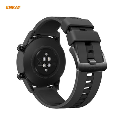 For Huawei Watch GT 2 42mm ENKAY Hat-Prince ENK-AC8201 Full Coverage PC Frosted Case + 9H Tempered Glass Protector(Black) - Watch Cases by ENKAY | Online Shopping UK | buy2fix