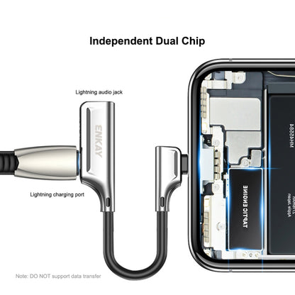 ENKAY ENK-AT102 8 Pin to 8 Pin Charging + 8 Pin Audio Interfaces Charging and Listening to Songs Zinc Alloy Adapter Converter(Silver) - Cable & Splitter by ENKAY | Online Shopping UK | buy2fix