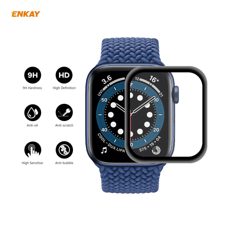 For Apple Watch 6/5/4/SE 44mm 5PCS ENKAY Hat-Prince 0.2mm 9H Surface Hardness 3D Explosion-proof Aluminum Alloy Edge Full Screen Tempered Glass Screen Film - Watch Cases by ENKAY | Online Shopping UK | buy2fix