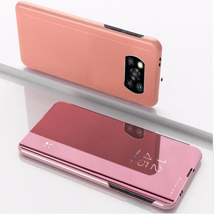 For Xiaomi Poco X3 NFC Plated Mirror Horizontal Flip Leather Case with Holder(Rose Gold) - Xiaomi Accessories by buy2fix | Online Shopping UK | buy2fix