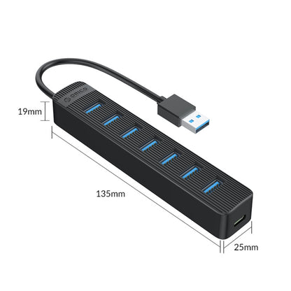 ORICO TWU3-7A-BK 7-Port USB 3.0 HUB -  by ORICO | Online Shopping UK | buy2fix