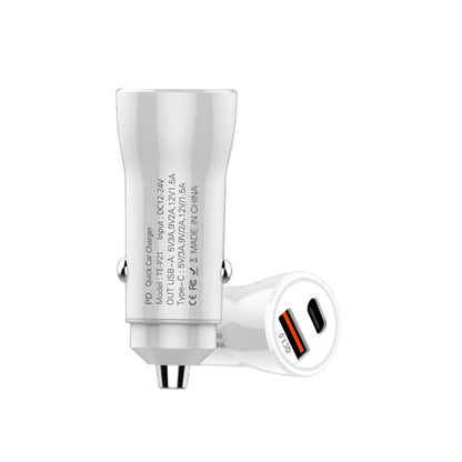 P21 Portable PD 20W + QC 3.0 18W Dual Ports Fast Car Charger(White) - Car Charger by buy2fix | Online Shopping UK | buy2fix