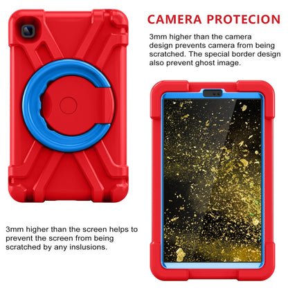 For Galaxy Tab A7 Lite T220/T225 PC + Silicone Shockproof Combination Case with 360 Degree Rotating Holder & Handle(Red+Blue) - Tab A7 Lite T220 / T225 by buy2fix | Online Shopping UK | buy2fix