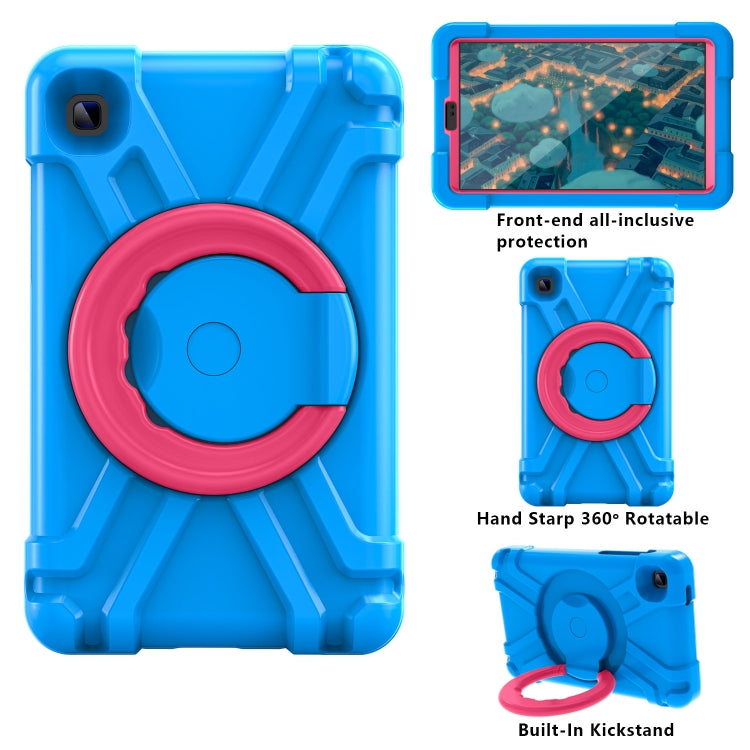 For Galaxy Tab A7 Lite T220/T225 PC + Silicone Shockproof Combination Case with 360 Degree Rotating Holder & Handle(Blue+Rose Red) - Tab A7 Lite T220 / T225 by buy2fix | Online Shopping UK | buy2fix