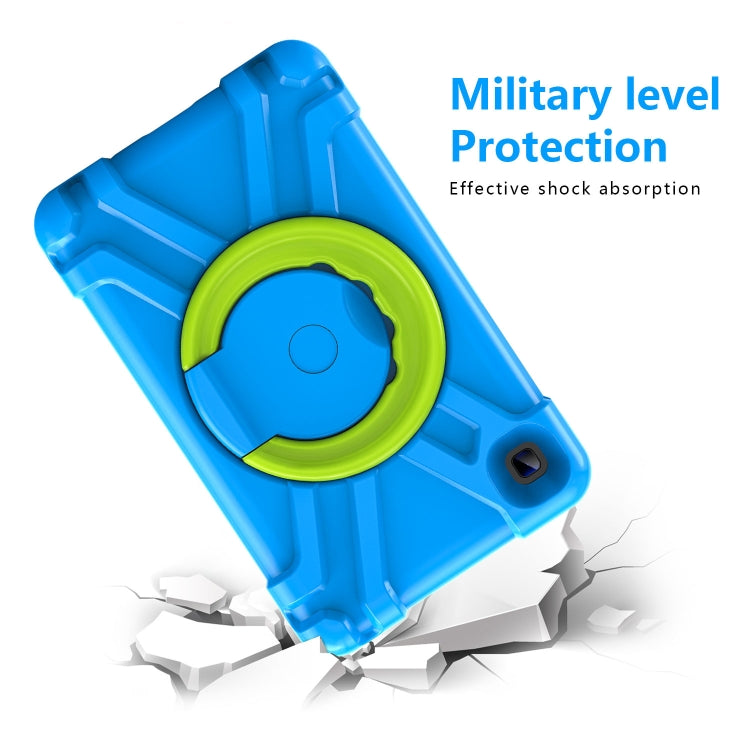 For Galaxy Tab A7 Lite T220/T225 PC + Silicone Shockproof Combination Case with 360 Degree Rotating Holder & Handle(Blue+Grass Green) - Tab A7 Lite T220 / T225 by buy2fix | Online Shopping UK | buy2fix