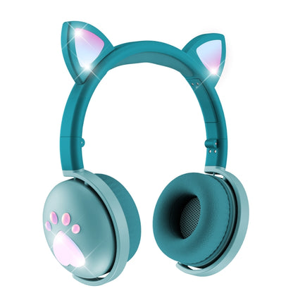 BK9 HiFi 7.1 Surround Sound Cat Claw Luminous Cat Ear Bluetooth Gaming Headset with Mic(Green) - Multimedia Headset by buy2fix | Online Shopping UK | buy2fix