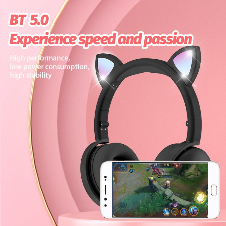 BK9 HiFi 7.1 Surround Sound Cat Claw Luminous Cat Ear Bluetooth Gaming Headset with Mic(Green) - Multimedia Headset by buy2fix | Online Shopping UK | buy2fix