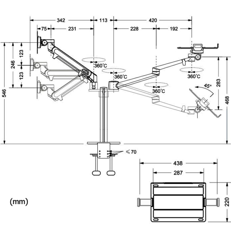 OL-3S Aluminum Height Adjustable Desktop Computer Stand for 17-32 inch and 12-17 inch Monitor(Black) - Computer & Networking by buy2fix | Online Shopping UK | buy2fix