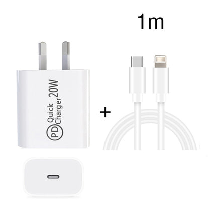 1m AU-20W PD USB-C / Type-C Travel Charger with USB-C to 8 Pin Data Cable, AU Plug - Apple Accessories by buy2fix | Online Shopping UK | buy2fix