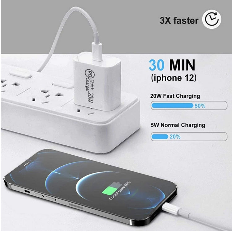 1m AU-20W PD USB-C / Type-C Travel Charger with USB-C to 8 Pin Data Cable, AU Plug - Apple Accessories by buy2fix | Online Shopping UK | buy2fix