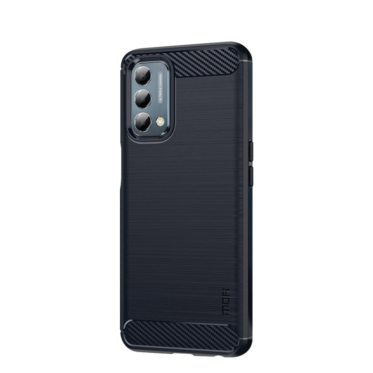 For Oneplus Nord N200 5G MOFI Gentleness Series Brushed Texture Carbon Fiber Soft TPU Phone Case(Blue) - OnePlus Cases by MOFI | Online Shopping UK | buy2fix