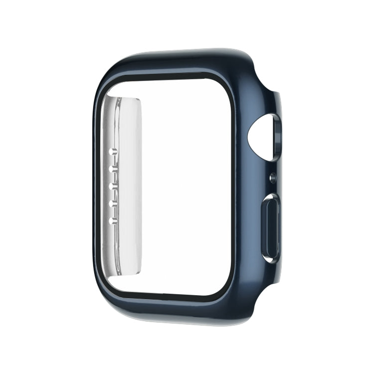 Electroplating Monochrome PC+Tempered Film Watch Case For Apple Watch Series 8 / 7 41mm(Blue) - Watch Cases by buy2fix | Online Shopping UK | buy2fix