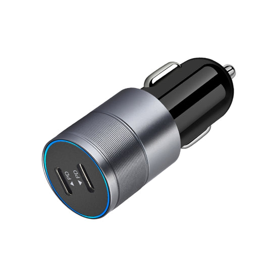 PD 40W Dual PD3.0 Type-C Car Charger(Grey) - Car Charger by buy2fix | Online Shopping UK | buy2fix