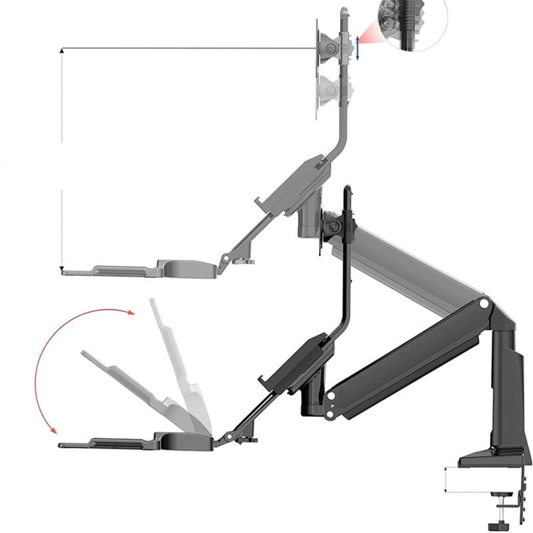 NORTH BAYOU NB35 Ergonomic 19-27 Inch Monitor Holder with Foldable Keyboard Tray Full Motion Sit-Stand Workstation - Computer & Networking by buy2fix | Online Shopping UK | buy2fix