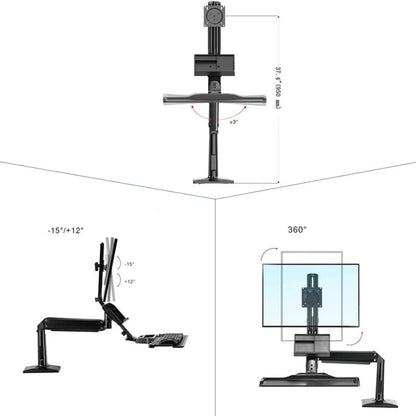 NORTH BAYOU NB35 Ergonomic 19-27 Inch Monitor Holder with Foldable Keyboard Tray Full Motion Sit-Stand Workstation - Computer & Networking by buy2fix | Online Shopping UK | buy2fix