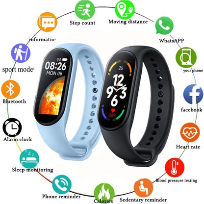 M7 0.96 inch Color Screen Smart Watch,Support Heart Rate Monitoring/Blood Pressure Monitoring(Light Blue) - Smart Wear by buy2fix | Online Shopping UK | buy2fix