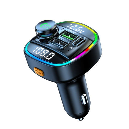 C22 Car Bluetooth 5.0 FM Transmitter LED Light Voltage Display QC 3.0 PD Charger - In Car by buy2fix | Online Shopping UK | buy2fix