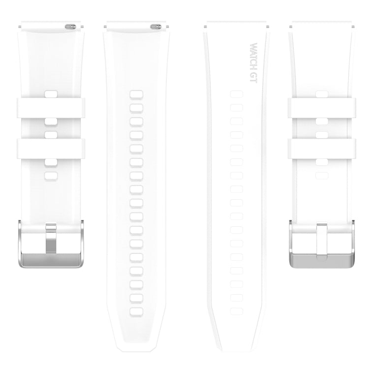 For Huawei Watch GT3 46mm 22mm Protruding Head Silicone Strap Silver Buckle(White) - Watch Bands by buy2fix | Online Shopping UK | buy2fix