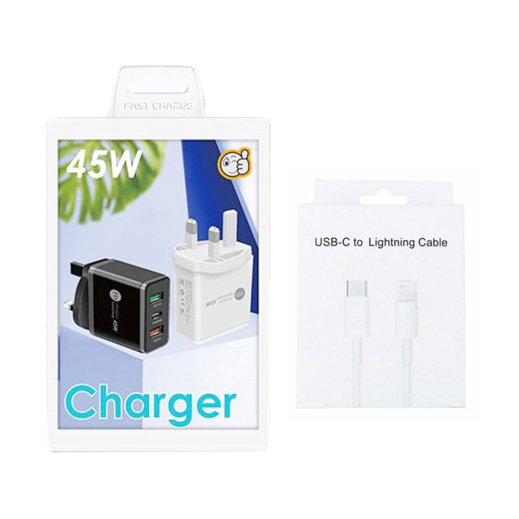 45W PD3.0 + 2 x QC3.0 USB Multi Port Charger with Type-C to 8 Pin Cable, UK Plug(White) - Apple Accessories by buy2fix | Online Shopping UK | buy2fix