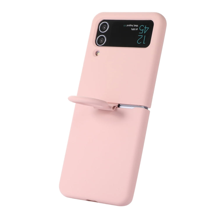 For Samsung Galaxy Flip 3 Silicone Integrated Ring Buckle Phone Case(Pink) - Samsung Accessories by buy2fix | Online Shopping UK | buy2fix