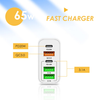 65W Dual PD Type-C + 3 x USB Multi Port Charger with 3A USB to 8 Pin Data Cable, EU Plug(Black) - Apple Accessories by buy2fix | Online Shopping UK | buy2fix