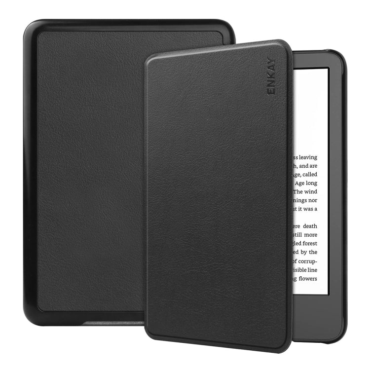 For Amazon Kindle 2022 Gen11 ENKAY Custer Texture Leather Smart Case(Black) - Amazon by ENKAY | Online Shopping UK | buy2fix