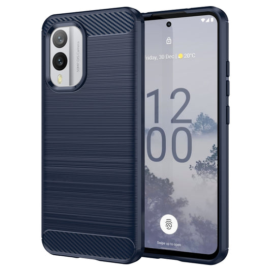For Nokia X30 5G Brushed Texture Carbon Fiber TPU Phone Case(Blue) - Nokia Cases by buy2fix | Online Shopping UK | buy2fix